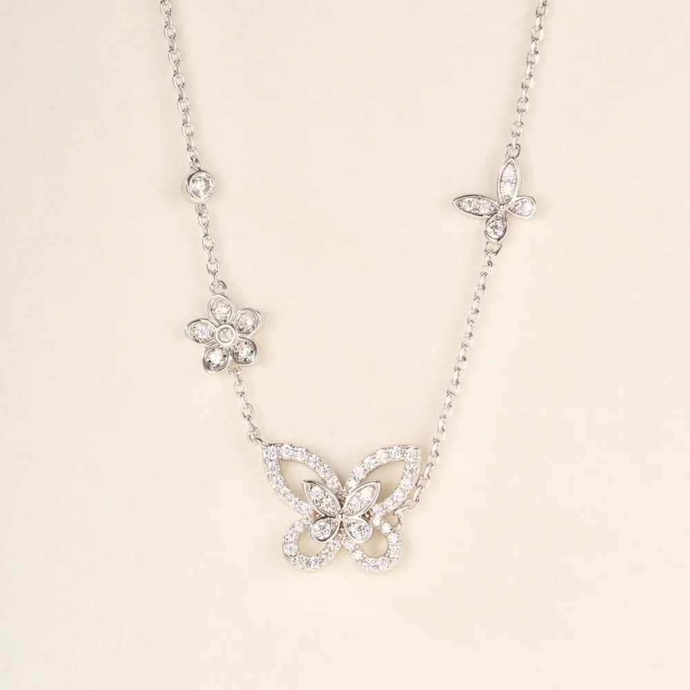 Graff Butterfly & Floral Pendant Necklace